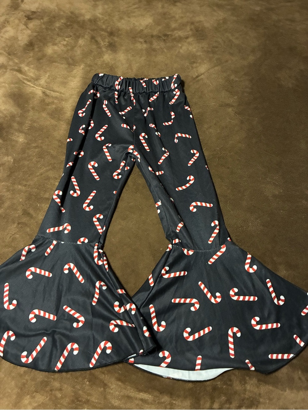 Black Candy Cane Print Bell Bottom Pants girls size 6